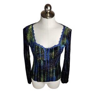 Arianne Velvet Sequin Y2K Top Flare Sleeve Whimsigoth Fairy Renaissance Boho M